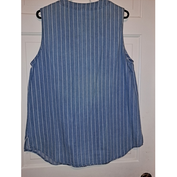 Backroad Blue Jeanswear women's stripe tank top size XL blue white sleeveless - Picture 4 of 10